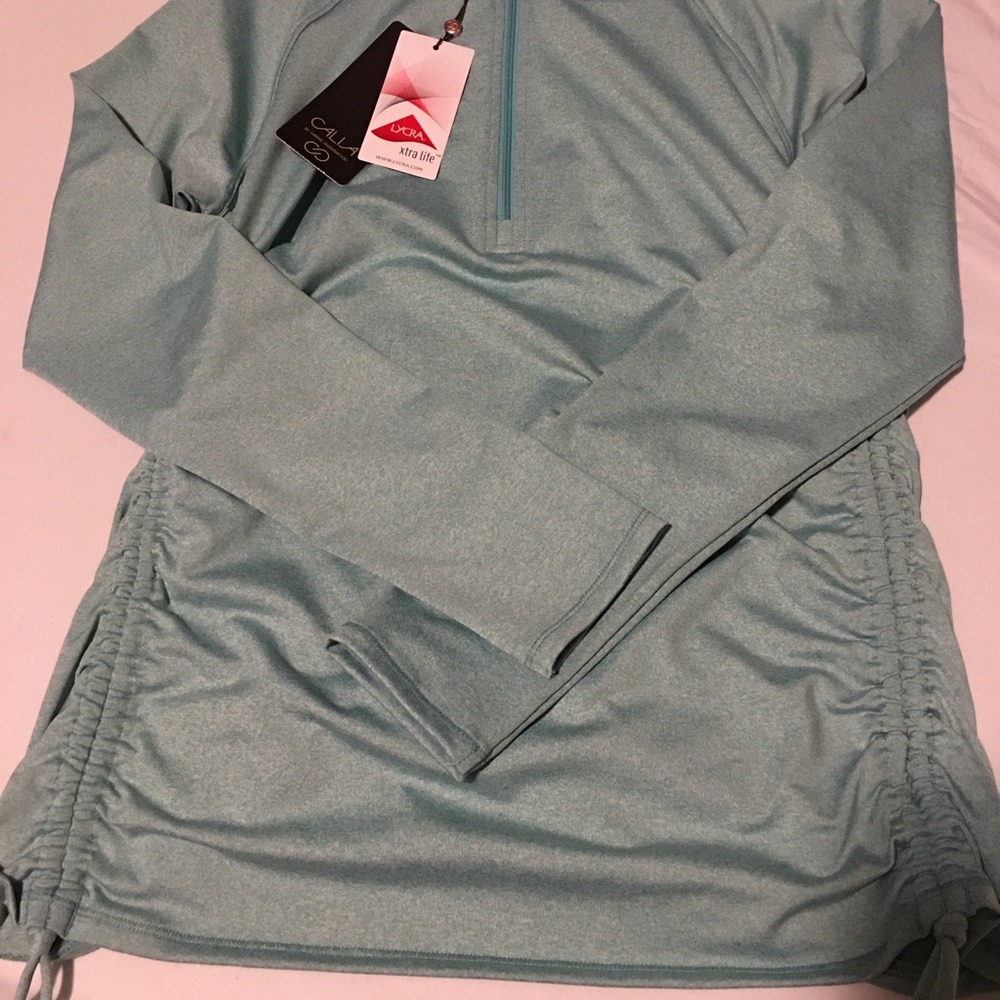 Quarter zip teal shirt